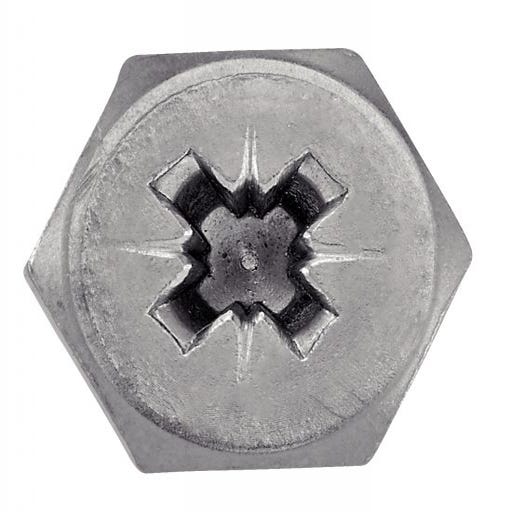 Vis à tole tête hexagonale pozidrive avec bout pilote - Inox A2 5,5x45/40 mm - Boîte de 200