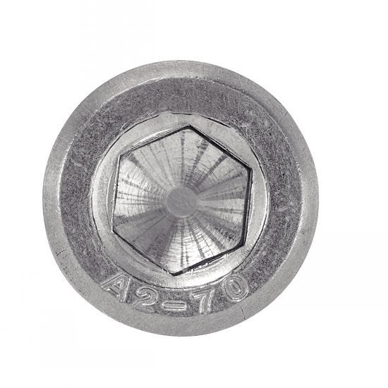 Vis à métaux tête cylindrique six pans creux - Inox A2 6x70/70 mm - Boîte de 100
