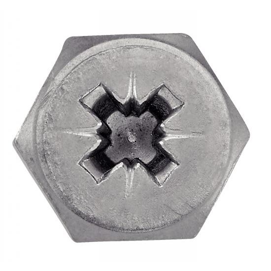 Vis à tole tête hexagonale pozidrive avec bout pilote - Inox A2 4,8x35/30 mm - Boîte de 200