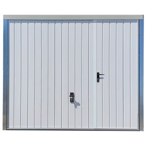Porte de garage basculante blanc avec portillon droit l.240 x H.200 cm x Ep.20 mm