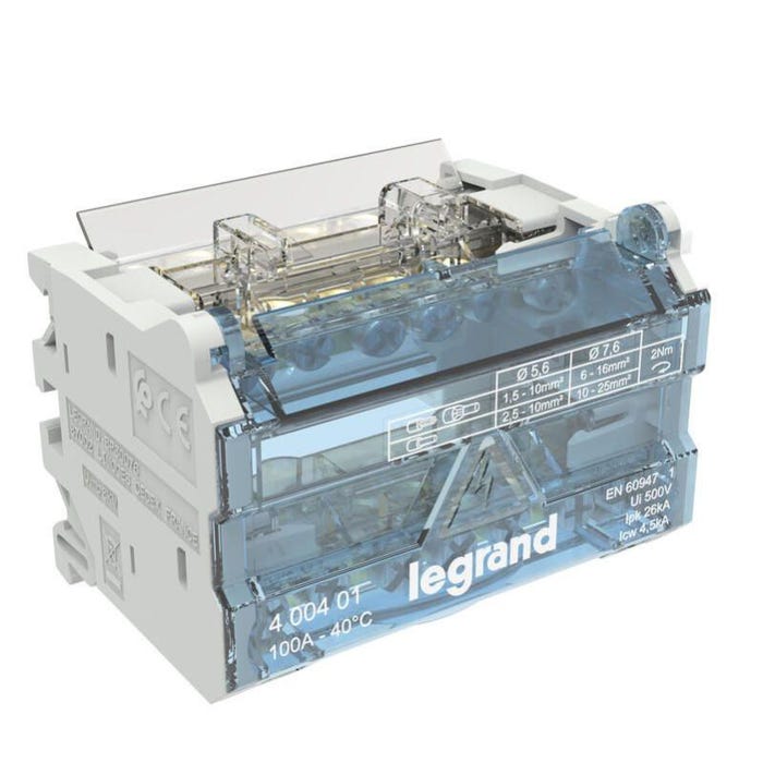 Répartiteur modulaire à barreaux étagés XL³ IK05 bipolaire 100A 6 départs 4 modules nouveau modèle - LEGRAND - 400401