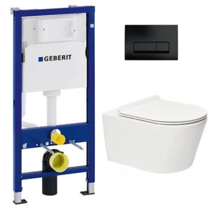 Pack WC Bati-support Geberit Duofix UP100 + WC sans bride SAT Brevis + Abattant ultra-fin