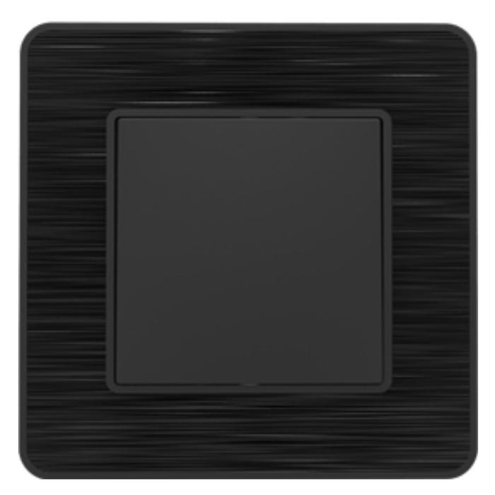 Bouton poussoir complet 10A - métal noir brossé - gamme Kouro - Zenitech