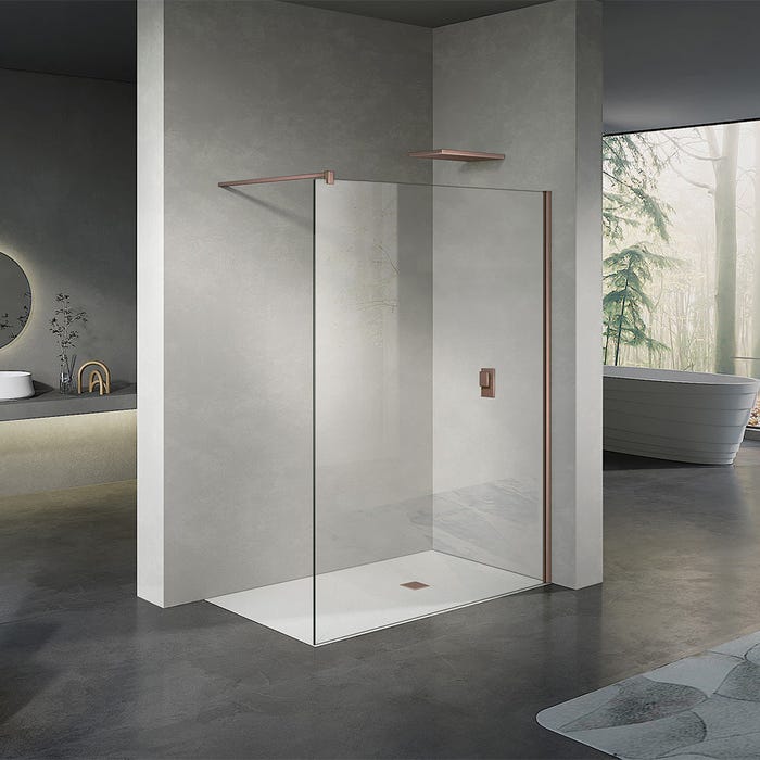 GRAND VERRE Paroi de douche à l'Italienne accessoires Rose D'or et panneau de verre 8mm transparent 160x200
