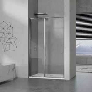 GRAND VERRE Porte de douche à ouverture pivotante intérieure et extérieure 90x190 en alu chromé