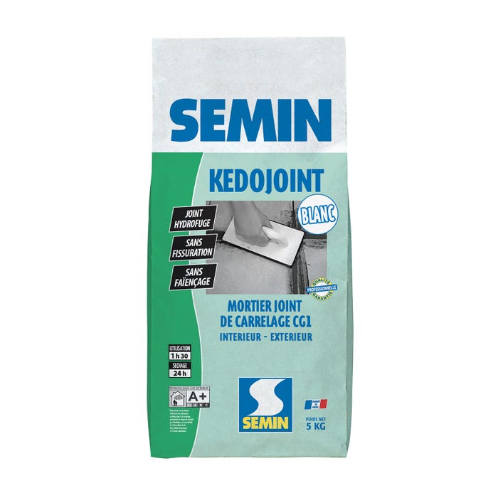 Joint en Poudre pour Carrelage Kedojoint Blanc Semin, Intérieur/Extérieur, sac de 5 kg