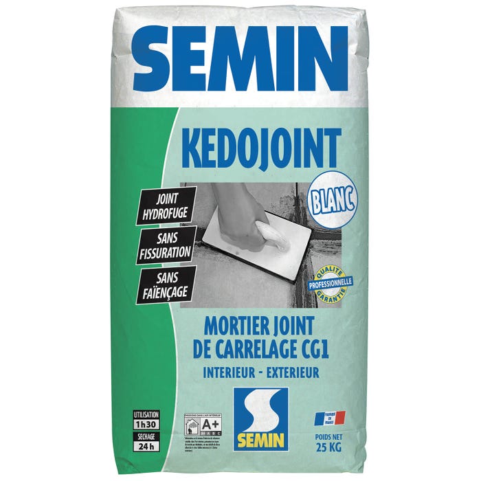 Joint en Poudre pour Carrelage Kedojoint Blanc Semin, Intérieur/Extérieur, sac de 25 kg