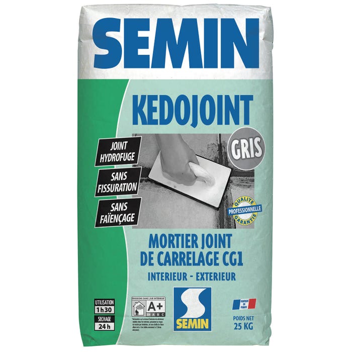Joint en Poudre pour Carrelage Kedojoint Gris Semin, Intérieur/Extérieur, sac de 25 kg