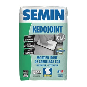 Joint en Poudre pour Carrelage Kedojoint Gris Semin, Intérieur/Extérieur, sac de 25 kg