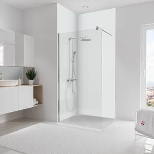 Schulte Panneau mural Blanc brillant, revêtement pour douche et salle de bain, DécoDesign BRIO, Lot de 2 panneaux 100 x 255 cm