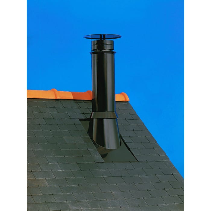 Kit sortie de toit isolé Therminox Poujoulat Diamètre 150 Pente 30 à 45° Couleur noir