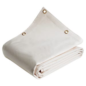 Bâche de Chantier 3x3 m Blanc Crème - Qualité 8 ans TECPLAST 640CH - Bâche de protection étanche en PVC pour Travaux