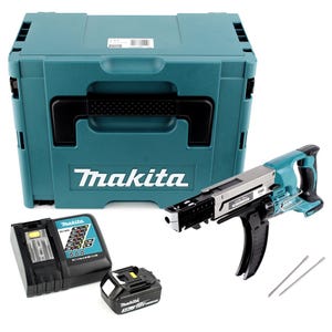 Makita DFR 750 RF1J Visseuse automatique à Magasin sans fil 18V 45-75mm + 1x Batterie 3,0Ah + Chargeur + Coffret Makpac