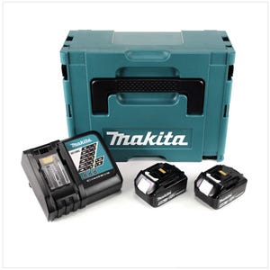 Makita Power Source Kit Li 18V + 2x Batteries BL1850B 5,0Ah + Chargeur DC18RC ( 197624-2 ) + C offret Makpac