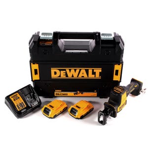 DeWalt DCS 369 D2 Scie sabre sans fil 18 V + 2x batterie 2,0 Ah + chargeur + TSTAK