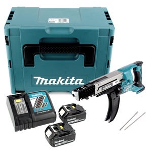 Makita DFR 750 RMJ Visseuse automatique sans fil à Magasin 18V 45-75mm + 2x Batteries 4,0Ah + Chargeur + Coffret Makpac
