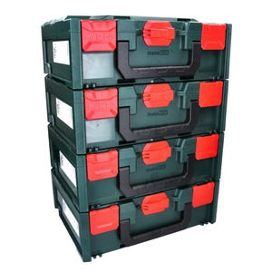 Metabo metaBOX 145 Set: 4x Coffrets 396x296x145mm, système empilable + 4x Inserts universels