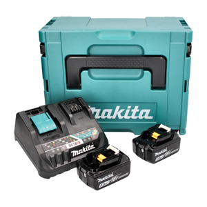 Makita Power Source Kit 18 V avec - 2x Batteries BL 1850 B 5,0 Ah (2x 197280-8) + Chargeur rapide multi DC 18 RE (198720-9) +