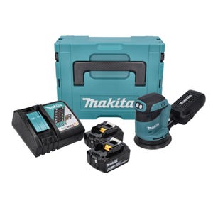 Makita DBO 180 RGJ Ponceuse excentrique sans fil 18 V - 125 mm + 2x Batteries 6,0 Ah + Chargeur + Makpac