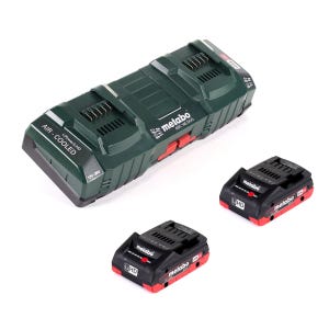 Metabo Basis Set: 2x Batteries LIHD 4,0Ah + Chargeur double ASC 145 DUO