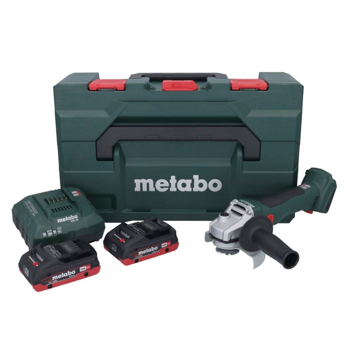 Metabo W 18 L BL 9-125 Meuleuse d'angle sans fil 18 V 125 mm brushless + 2x Batteries 4,0 Ah + Chargeur + metaBOX ( 602374510 )