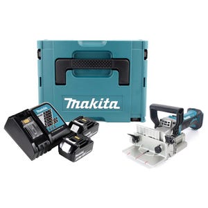 Makita BPJ 180 RFJ Fraiseuse à rainurer sans fil 18V + 2x Batteries 3,0Ah + Chargeur + Coffret Makpac