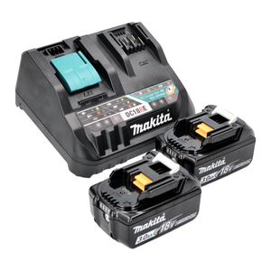 Makita Power Source Kit 18 V avec - 2x Batteries BL 1830 B 3,0 Ah (2x 197599-5) + Chargeur rapide multiple DC 18 RE (198720-9)
