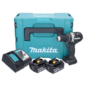Makita DHP 484 RTJB Perceuse-visseuse à percussion sans fil 18 V 54 Nm Brushless noir + 2x batterie 5,0 Ah + chargeur + Makpac