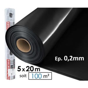 Polyane - Film plastique d'étanchéité sous-dalle en polyéthylène noir Type 300, 5x20m, Ep 0,2