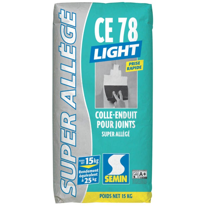 Enduit pour Joint Allégé CE 78 Pate Light Semin, Poudre, Sac de 15 kg
