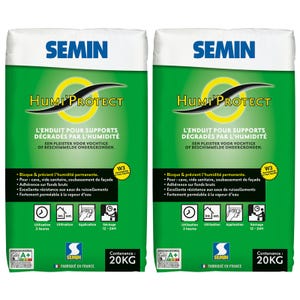 Semin Enduit Spécial Maçonnerie Humides Humi'Protect - Intérieur/Extérieur - Poudre - Sac de 20 kg (Lot de 2)