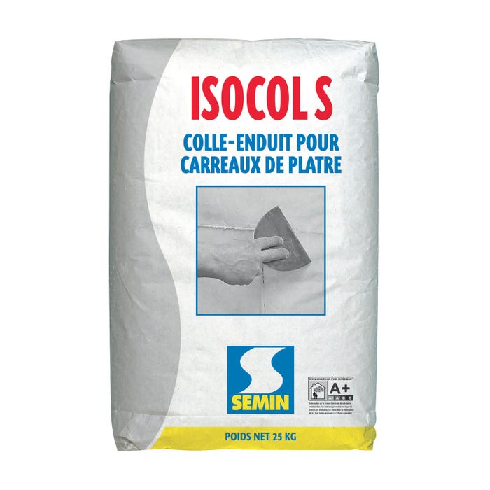 Colle pour Carreaux de Plâtre Isocol Super Semin, Intérieur, Poudre, Sac 25 kg