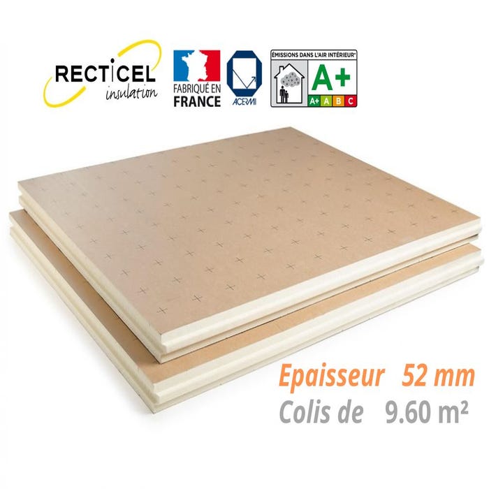 Dalle PU plancher chauffant Epaisseur 52 mm 1200x1000 R2.40 Paquet de 9.60 m² (8 dalles)