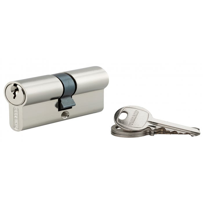 THIRARD - Cylindre de serrure double entrée SA UNIKEY (achetez-en plusieurs, ouvrez avec la même clé), 30x30mm, 3 clés, nickelé