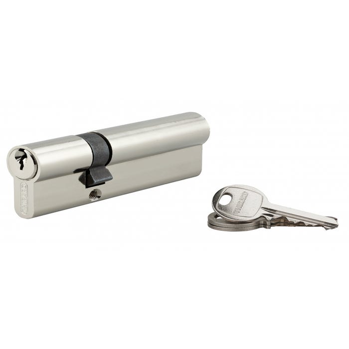 THIRARD - Cylindre de serrure double entrée SA UNIKEY (achetez-en plusieurs, ouvrez avec la même clé), 30x60mm, 3 clés, nickelé