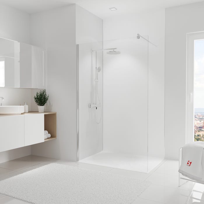 Schulte Panneau mural Blanc, revêtement pour douche et salle de bains, DécoDesign COULEUR, 90 x 255 cm