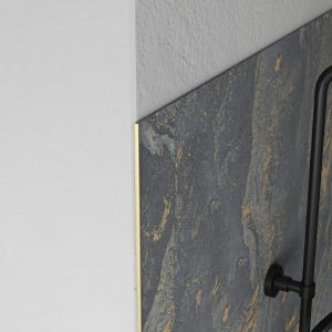 Jeu de 2 Profilés de finition en Aluminium Or Brossé pour Panneaux Muraux - 10x5x2100 mm
