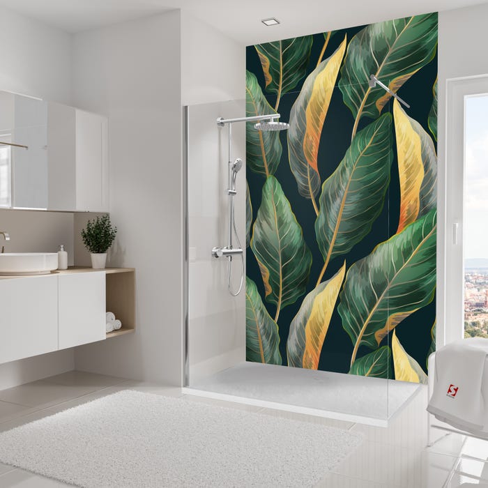 Schulte Panneau mural Feuilles de bananier, revêtement pour douche et salle de bain, DécoDesign SOFTTOUCH, 150 x 255 cm