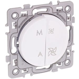 Interrupteur VMC 2 vitesses + interrupteur marche arret blanc - SQUARE