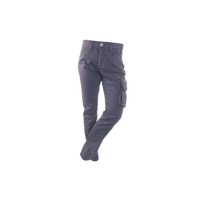 Jeans de travail RICA LEWIS - Homme - Taille 42 - Multi poches - Coupe droite confort - Fibreflex - Twill stretch - Gris - Jobc