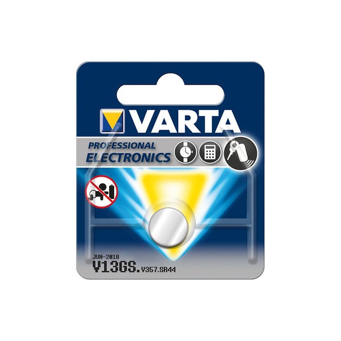 Pile bouton VARTA Electronics argent V13GS/V357,Blister,1,55V