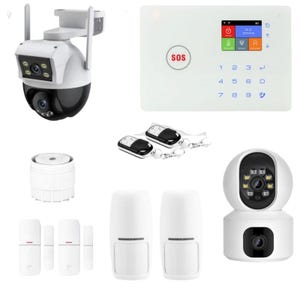Kit alarme maison connectée sans fil wifi et gsm amazone et 2 caméras double objectif - lifebox - kit11