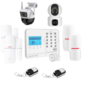 Kit alarme maison connectée sans fil wifi box internet et gsm futura blanche smart life et 2 caméras double objectif