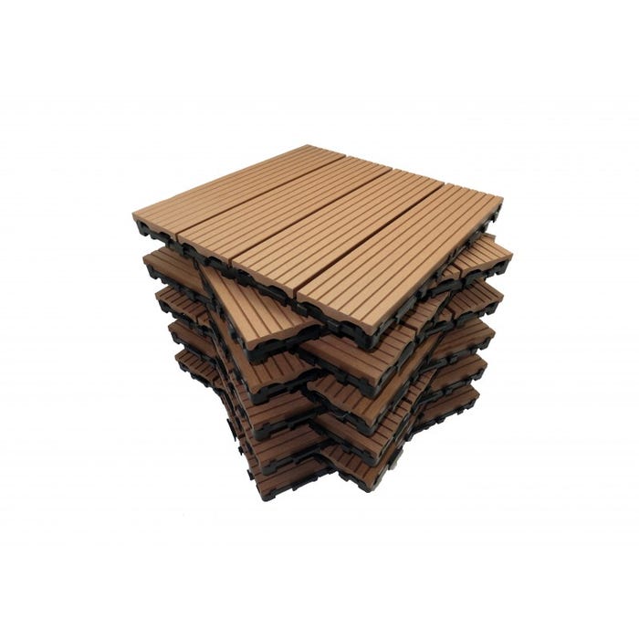 Pack dalle de terrasse 1m² modular (11 pièces) Terre cuite, l : 30 cm, L : 30 cm