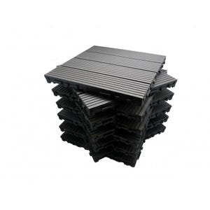 Pack dalle de terrasse 1m² modular (11 pièces) Gris carbone, l : 30 cm, L : 30 cm
