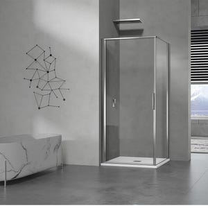 GRAND VERRE Cabine de douche à ouverture intérieure et extérieure 76x76 en verre 6mm transparent profilés en aluminium chromé