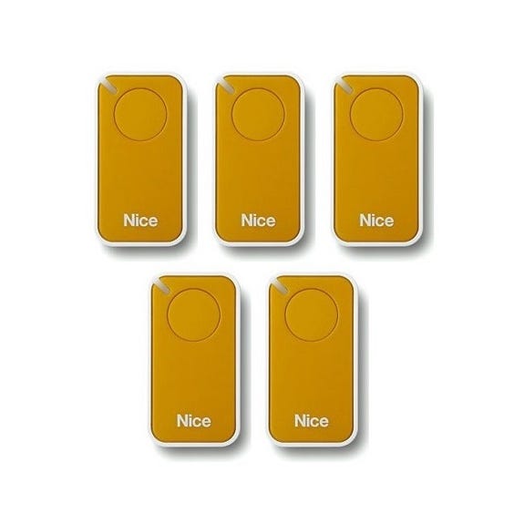 Lot de 5 Télécommandes NICE INTI1Y - 1 canal jaune 433,92 MHz + 1 porte-clés Domobip