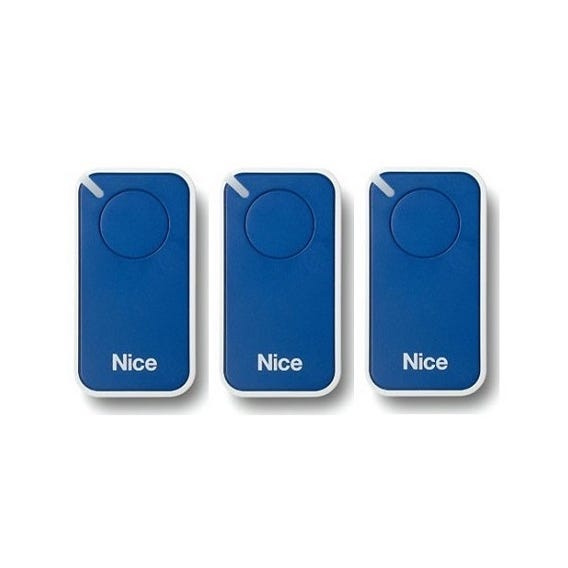Lot de 3 Télécommandes NICE INTI1B - 1 canal bleu 433,92 MHz + 1 porte-clés Domobip