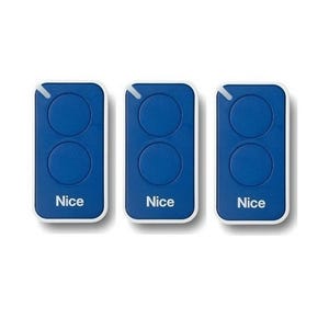 Lot de 3 Télécommandes NICE INTI2B - 2 canaux bleus 433,92 MHz + 1 porte-clés Domobip