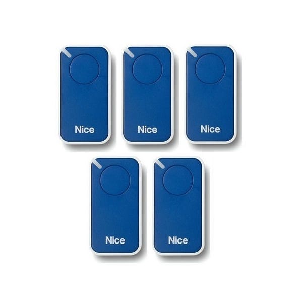 Lot de 5 Télécommandes NICE INTI1B - 1 canal bleu 433,92 MHz + 1 porte-clés Domobip
